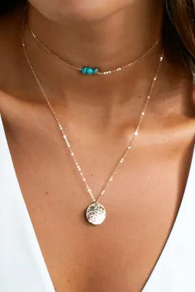 Sequined Turquoise Beaded Layered Necklace