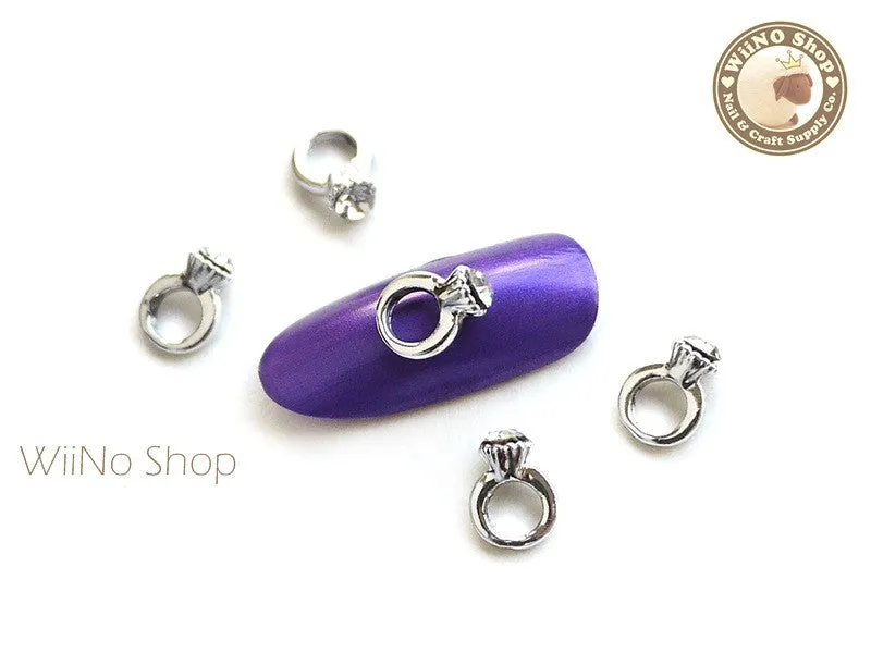 Silver Mini Diamond Ring Nail Charm - 2 pcs