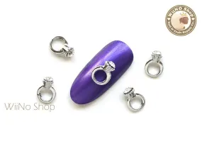Silver Mini Diamond Ring Nail Charm - 2 pcs