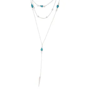 Silver Multi Layered Turquoise Necklace