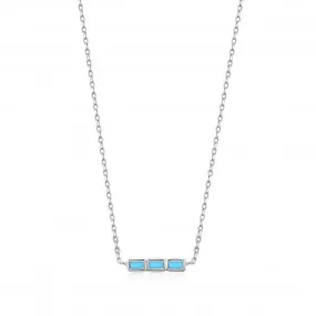 Silver Turquoise Bar Necklace N033-02H
