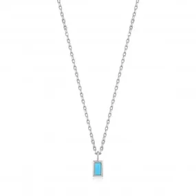 Silver Turquoise Drop Pendant Necklace N033-01H