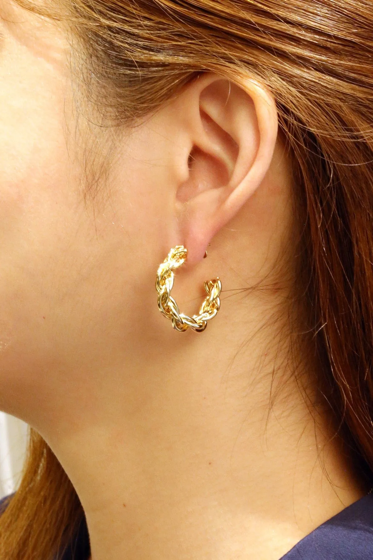 SJE310459 14K Dipped Twist Post Hoop Earrings