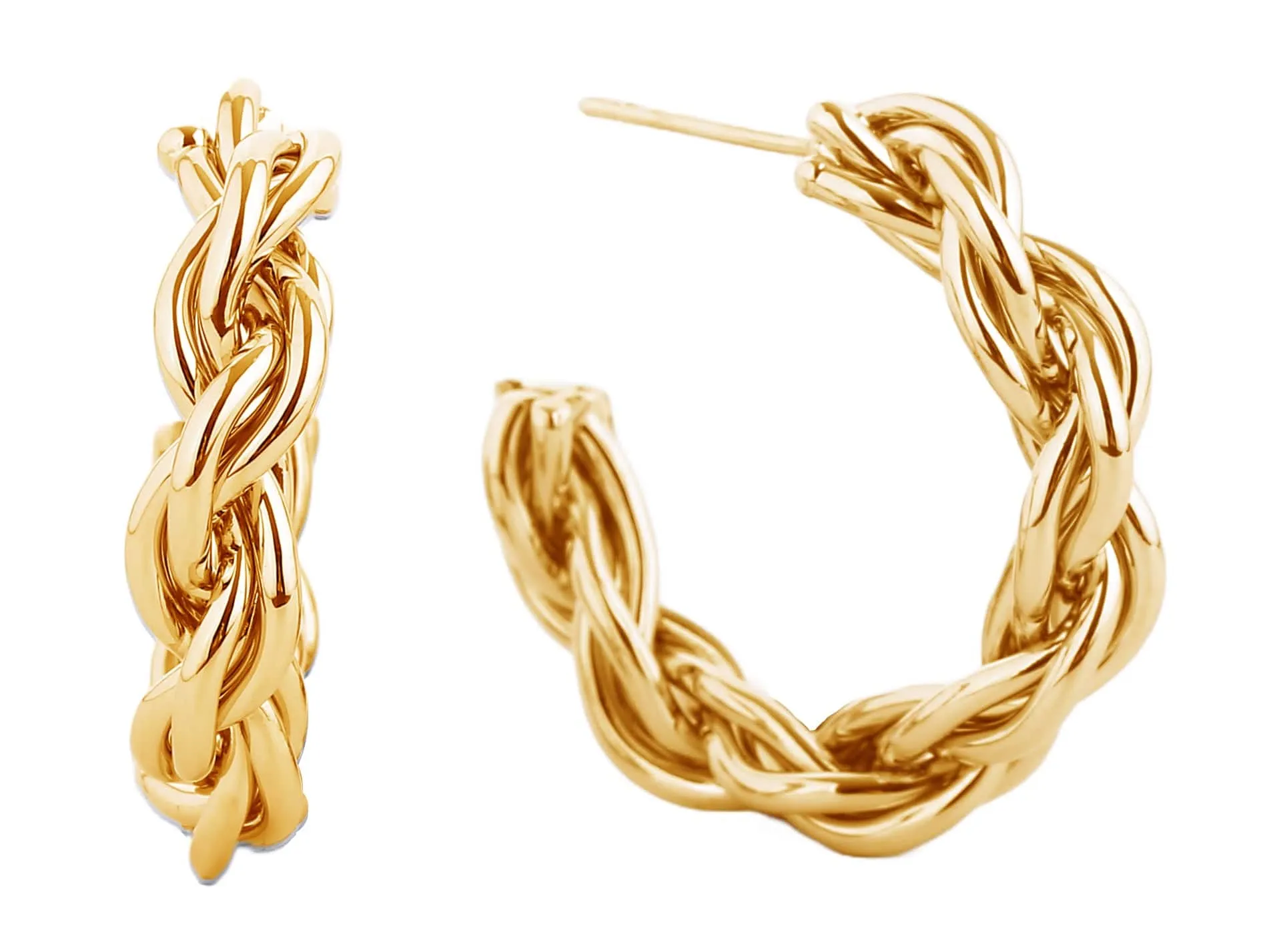 SJE310459 14K Dipped Twist Post Hoop Earrings