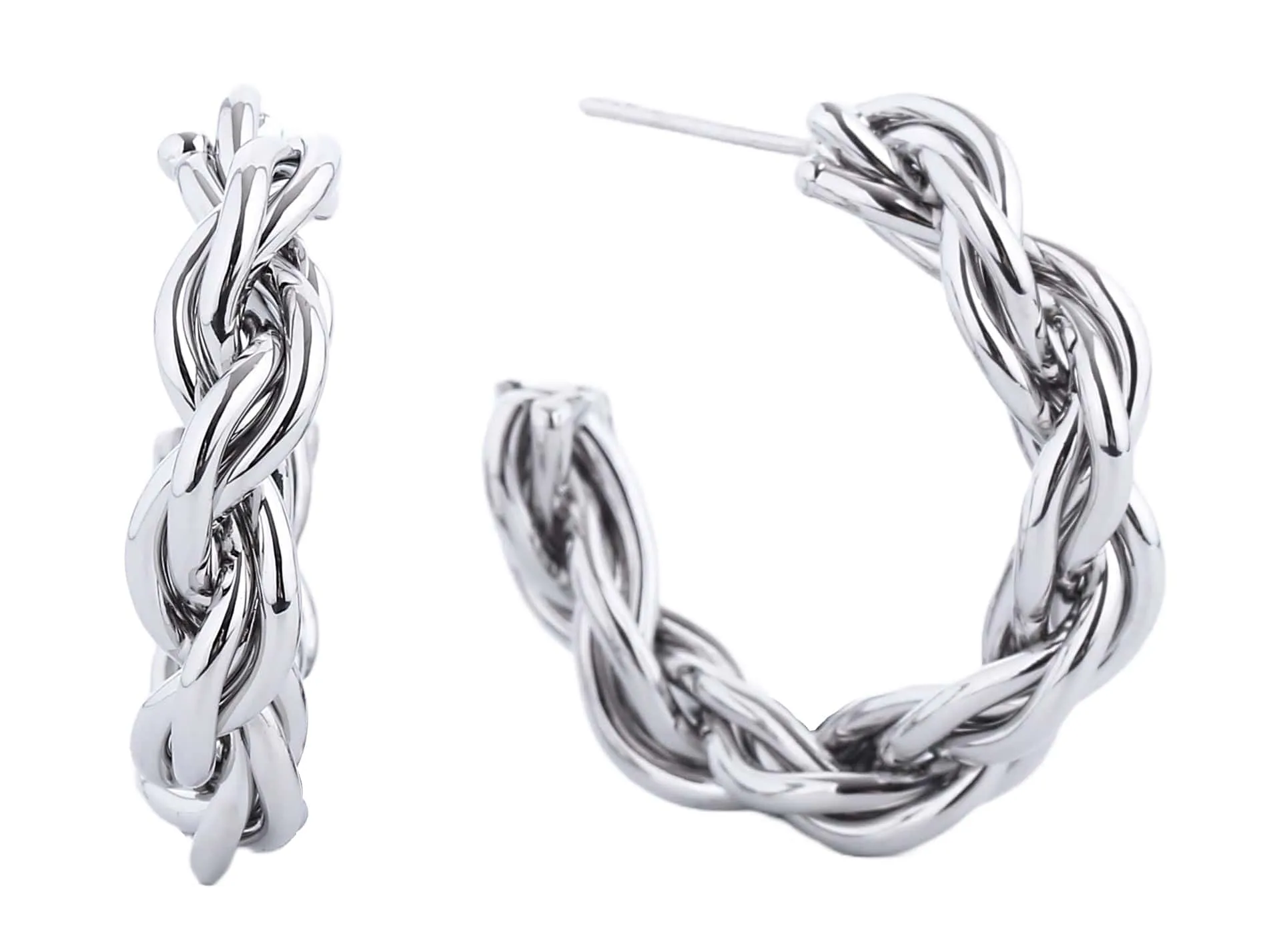 SJE310459 14K Dipped Twist Post Hoop Earrings