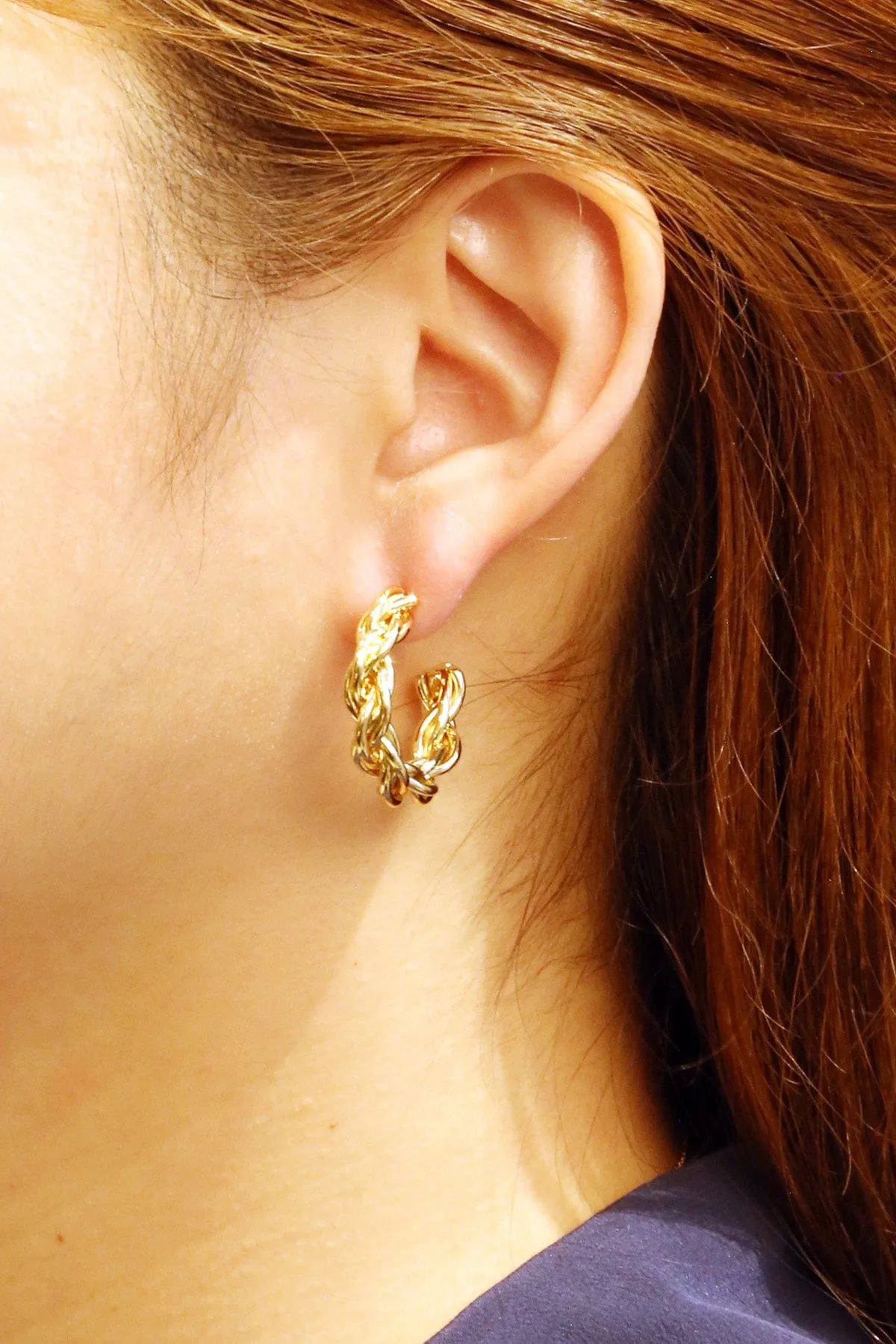 SJE310459 14K Dipped Twist Post Hoop Earrings