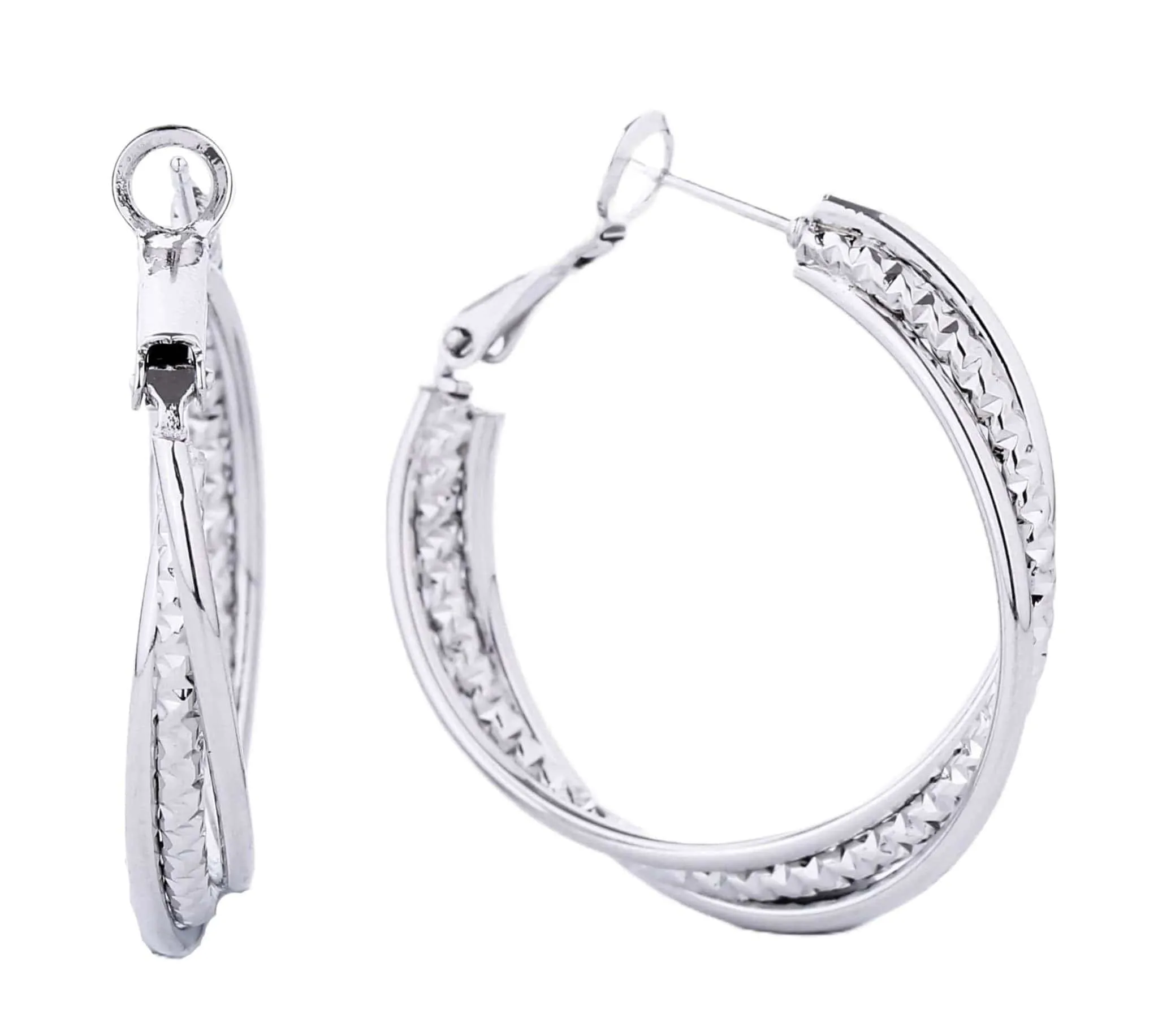 SJE310466 14K Dipped Omega Closure Twist Hoop Earrings