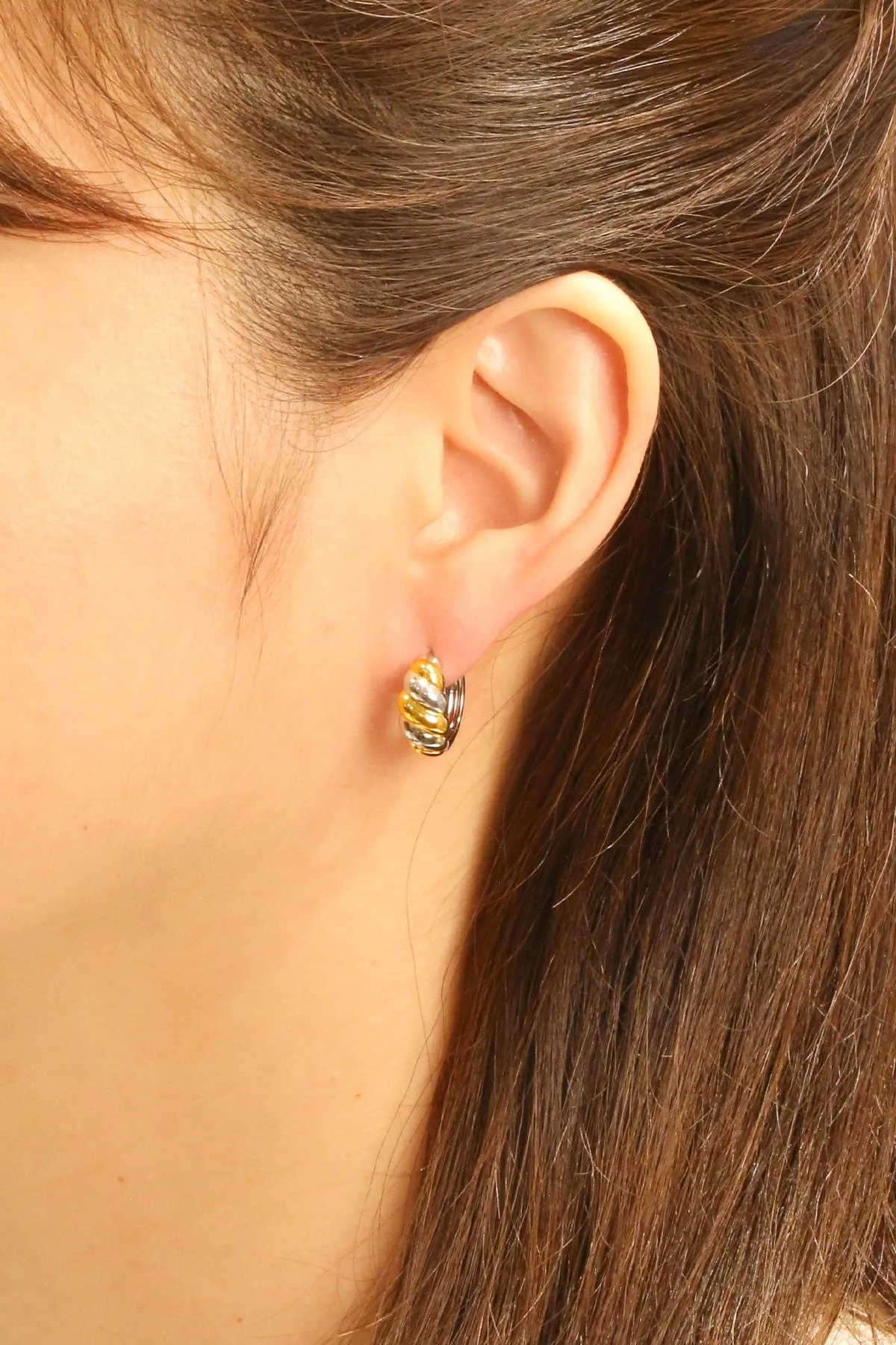SJE311144 14K Twisted Alternate Hoop Earrings