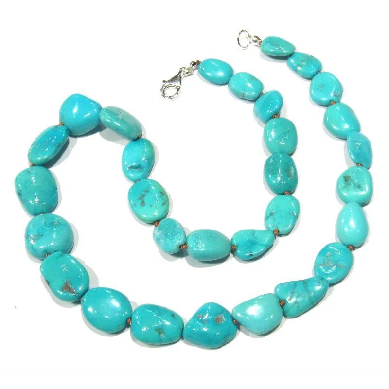 Sleeping Beauty Turquoise Necklace with Sterling Siver Trigger Clasp