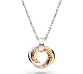 Small Bevel Cirque Trilogy Silver Gold & Rose Gold Necklace