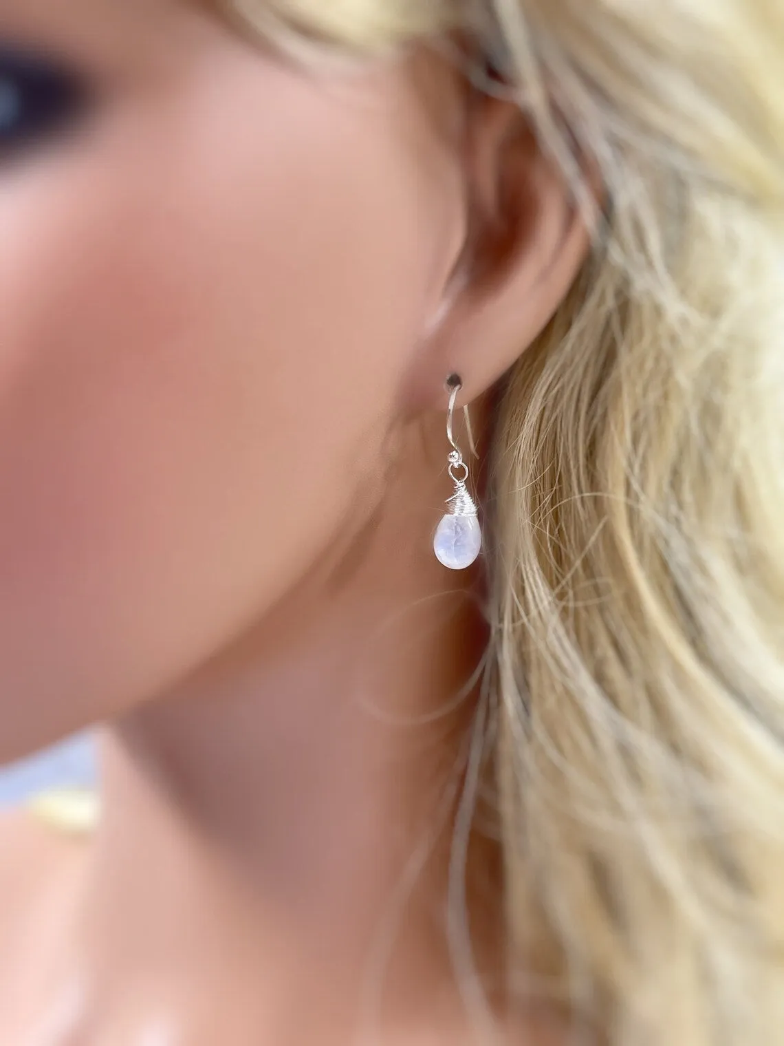 Smooth Moonstone Dangle Earrings