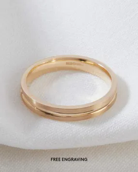 Solid Gold Flat Court Groove Ring - 3mm Band