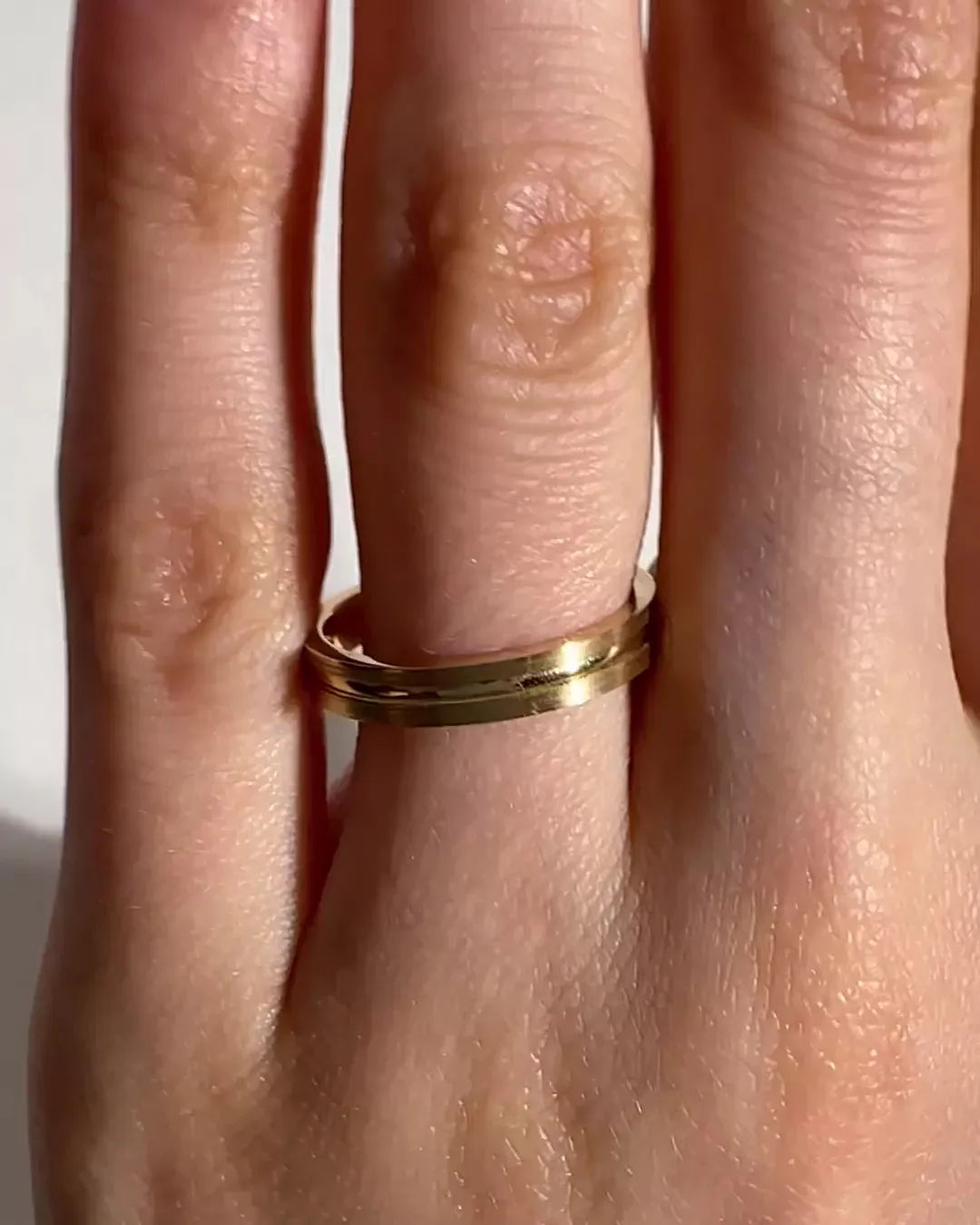 Solid Gold Flat Court Groove Ring - 3mm Band