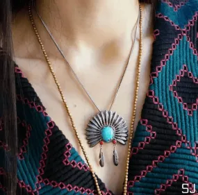 Sowell Jewelry Headdress Turquoise Necklace PS-195818