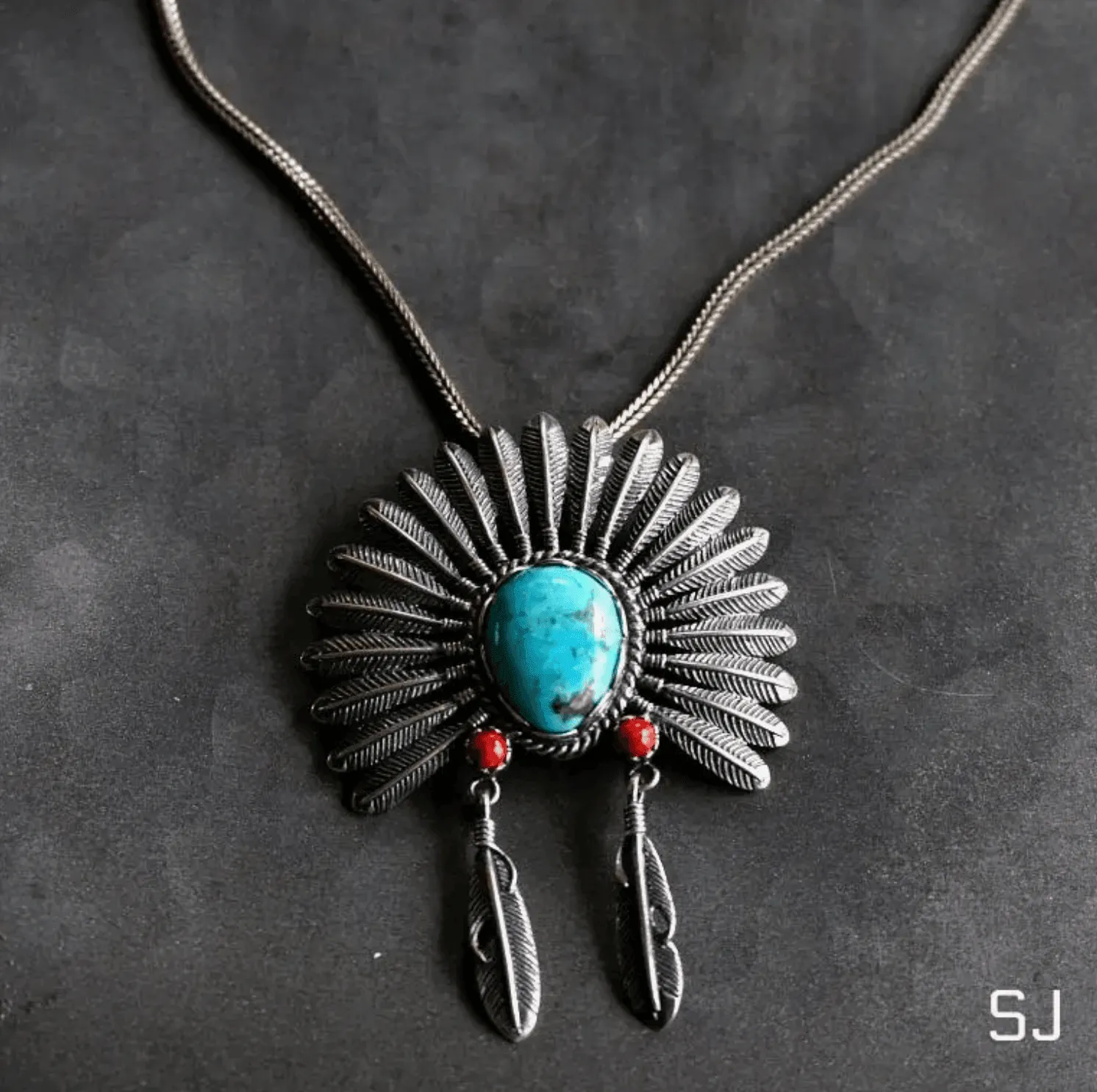 Sowell Jewelry Headdress Turquoise Necklace PS-195818