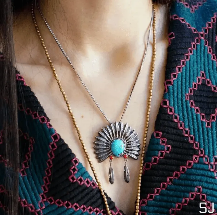 Sowell Jewelry Headdress Turquoise Necklace PS-195818