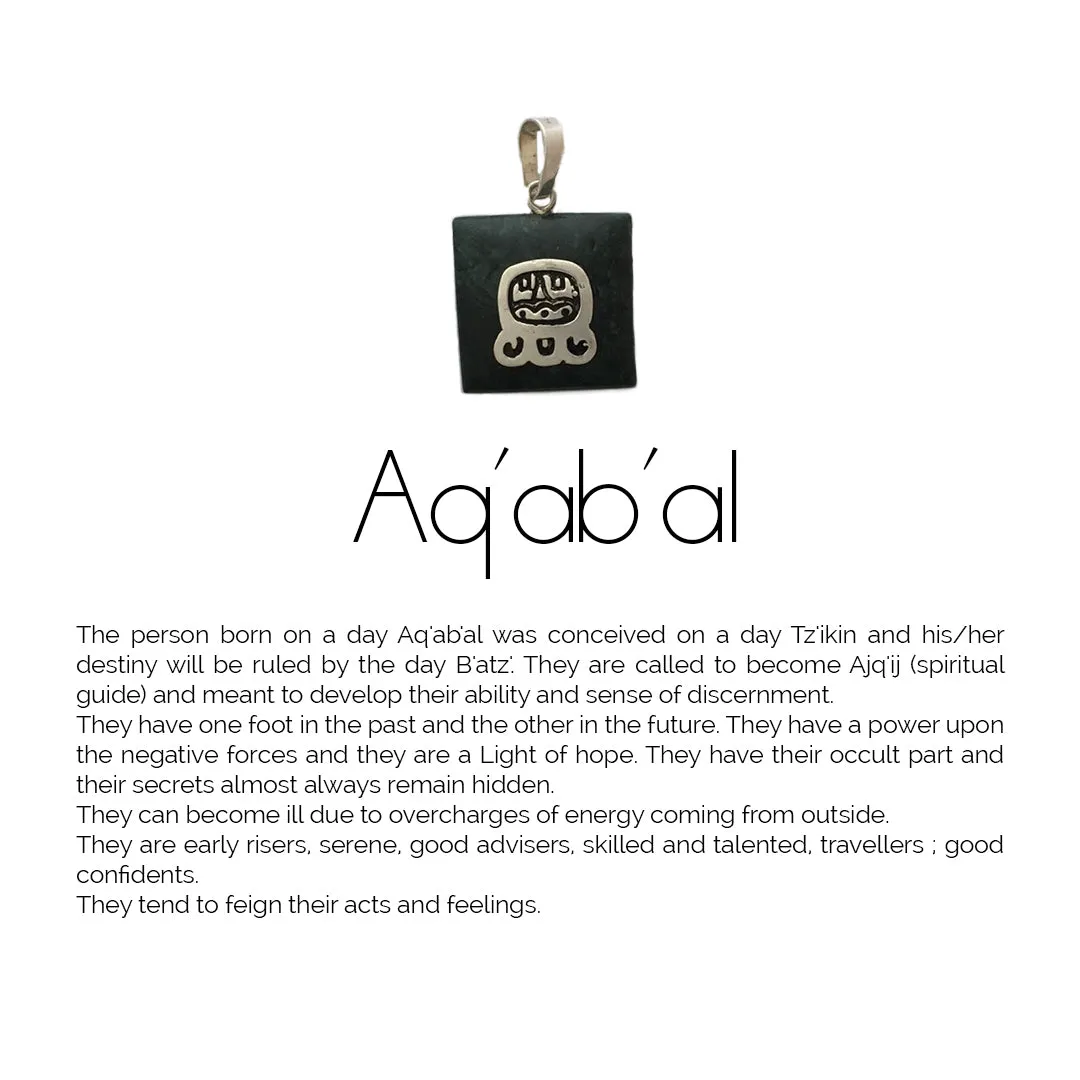 Square Jade Sterling Silver Maya Glyph Pendant