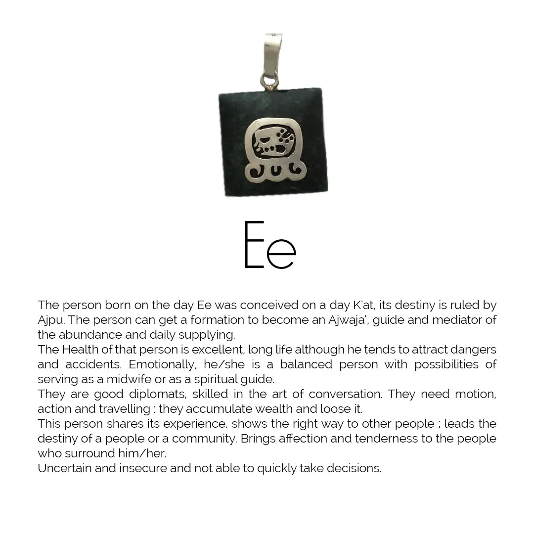 Square Jade Sterling Silver Maya Glyph Pendant