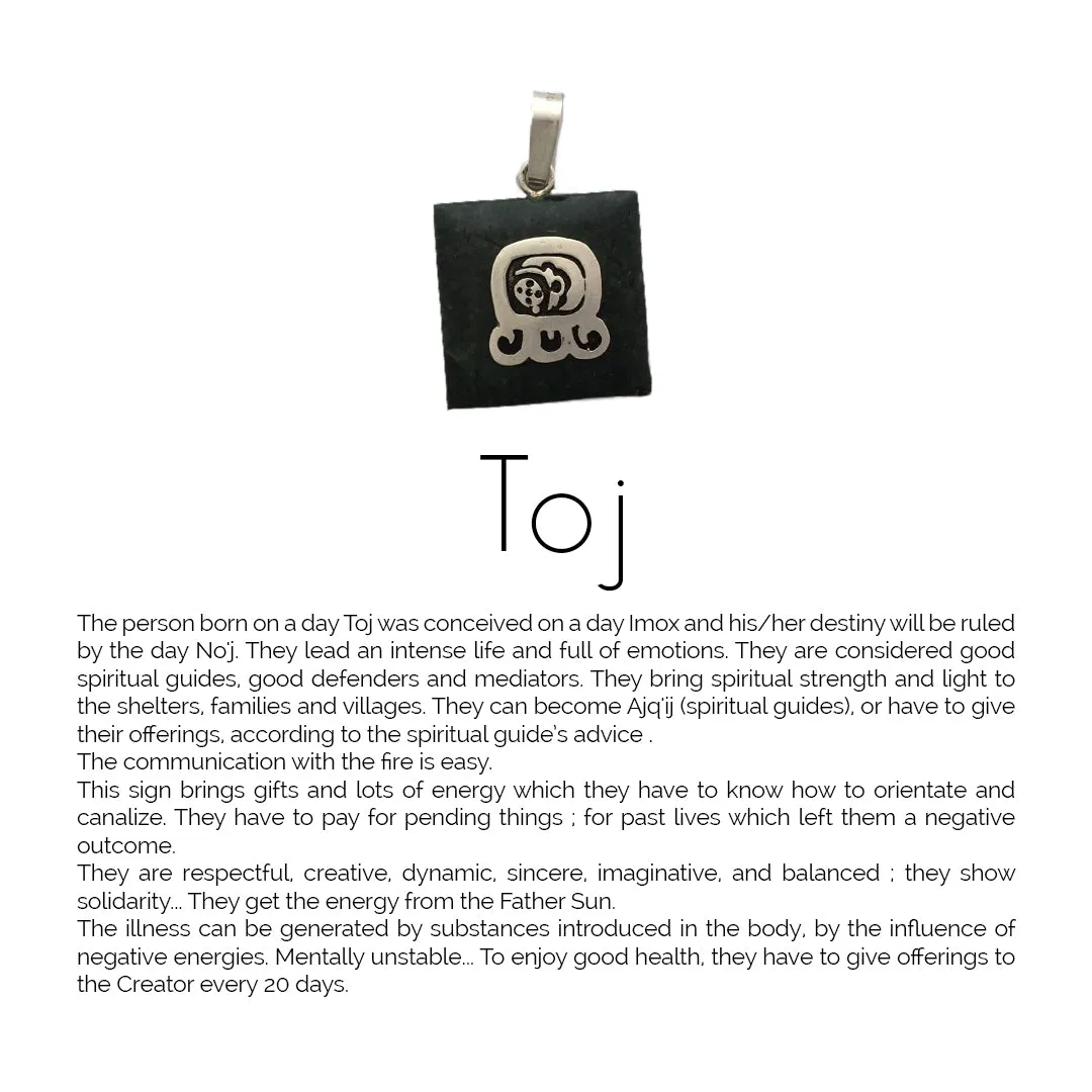 Square Jade Sterling Silver Maya Glyph Pendant