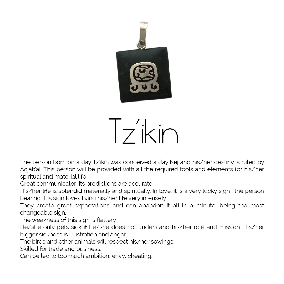 Square Jade Sterling Silver Maya Glyph Pendant