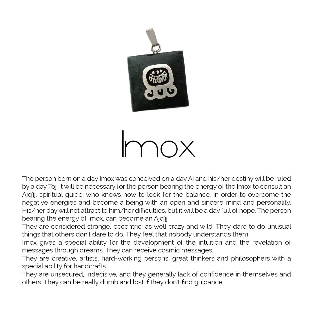 Square Jade Sterling Silver Maya Glyph Pendant