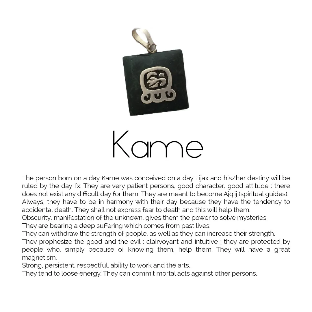 Square Jade Sterling Silver Maya Glyph Pendant