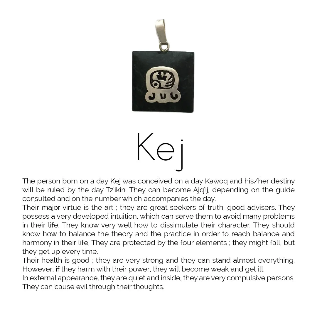 Square Jade Sterling Silver Maya Glyph Pendant