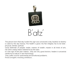 Square Jade Sterling Silver Maya Glyph Pendant
