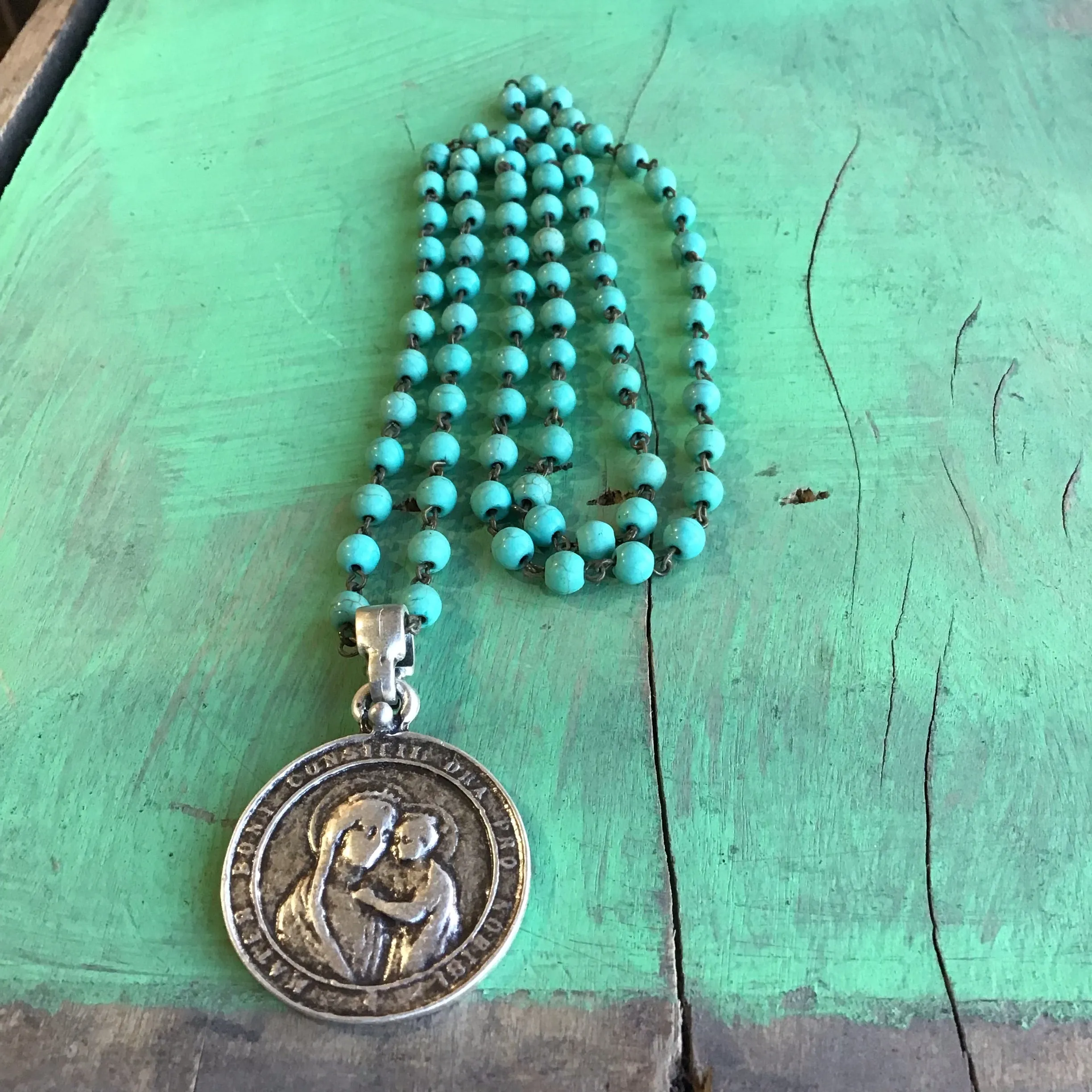 St Anthony Cross Turquoise Faith Necklace