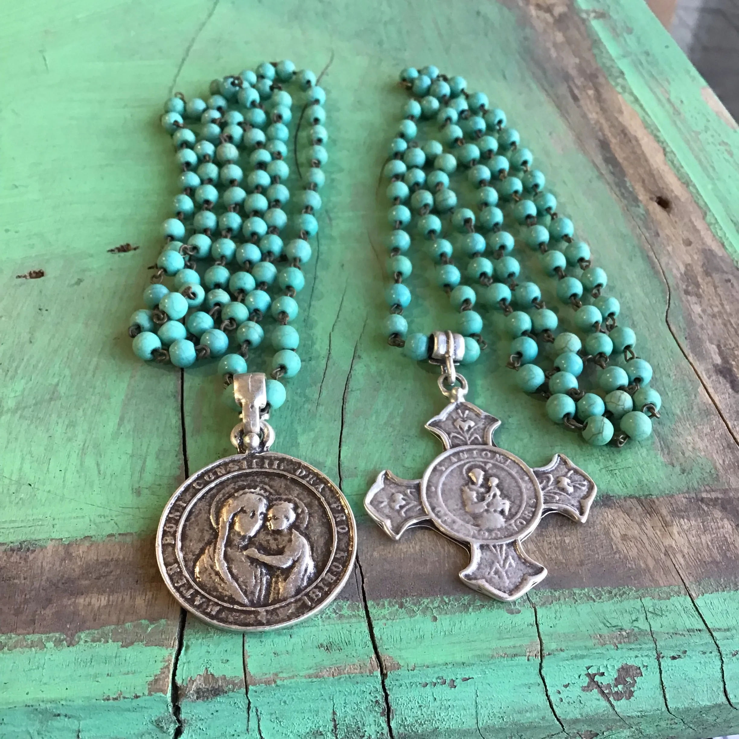 St Anthony Cross Turquoise Faith Necklace