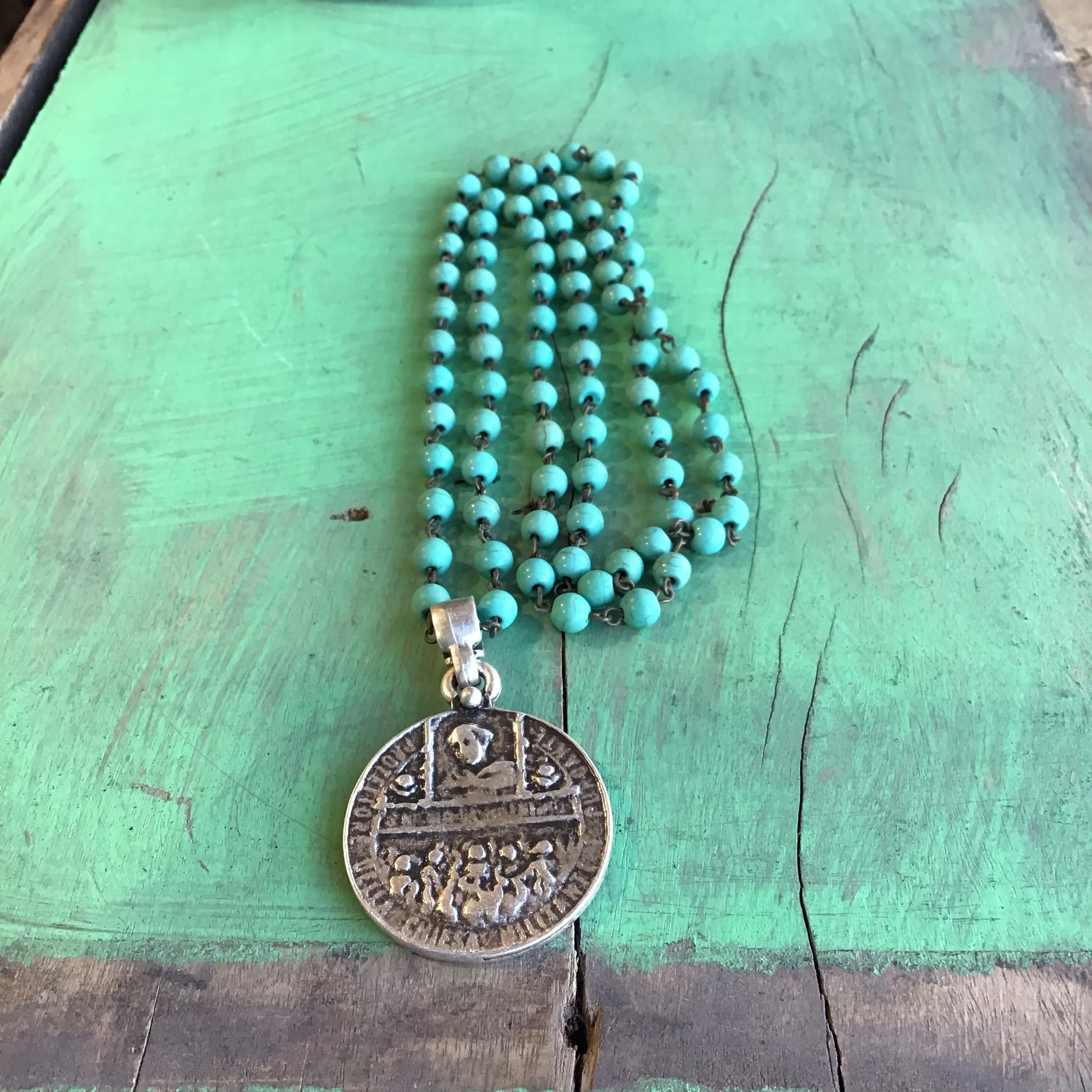 St Anthony Cross Turquoise Faith Necklace