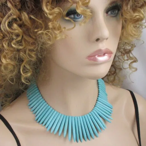 Statement Necklace Gemstone Stick Bead Cleopatra Collar