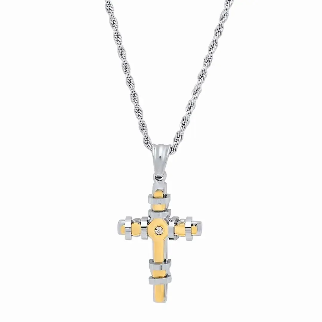 Steeltime Encased Cross Pendant Necklace