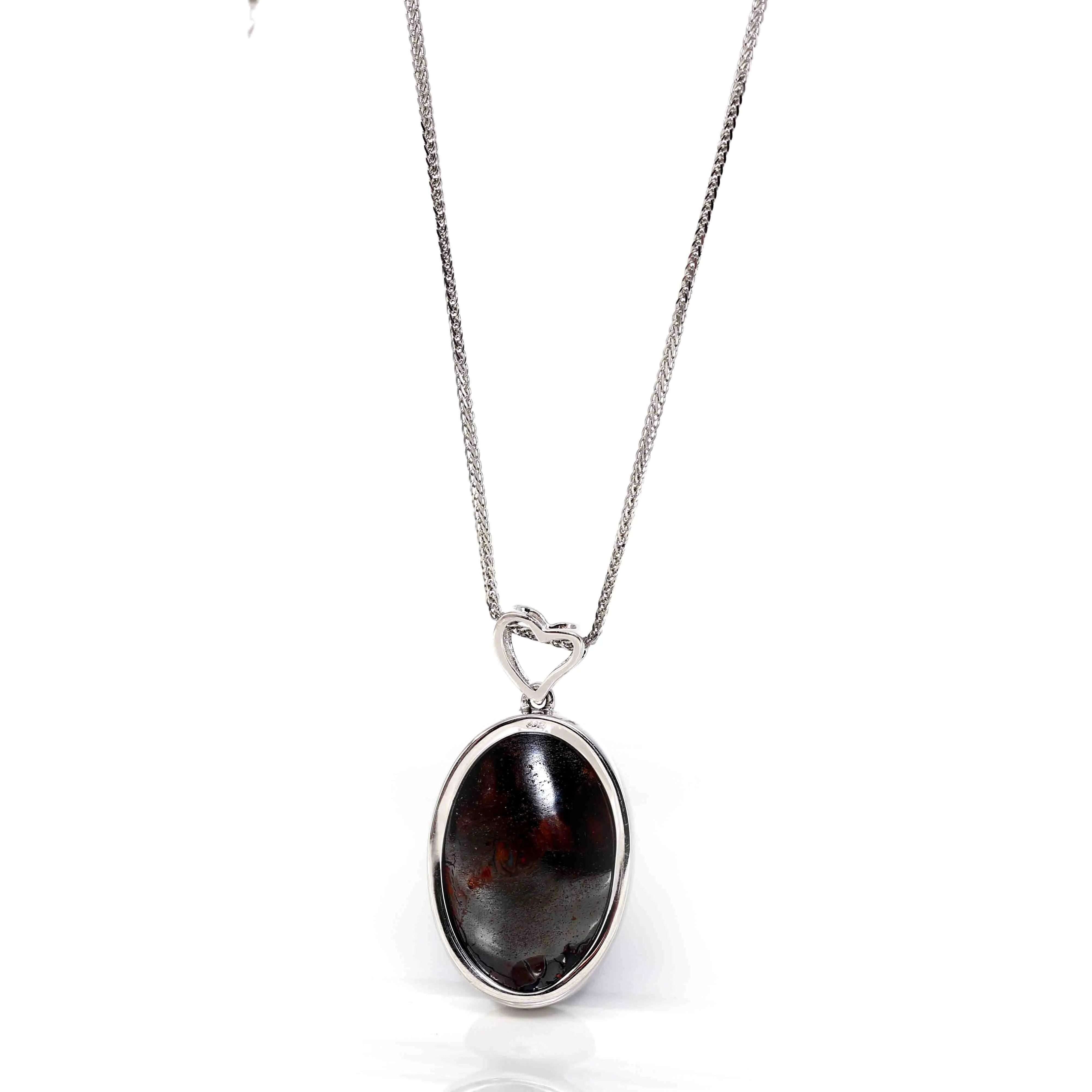 Sterling Silver Freeform Australian Boulder Opal Bezel Set Necklace