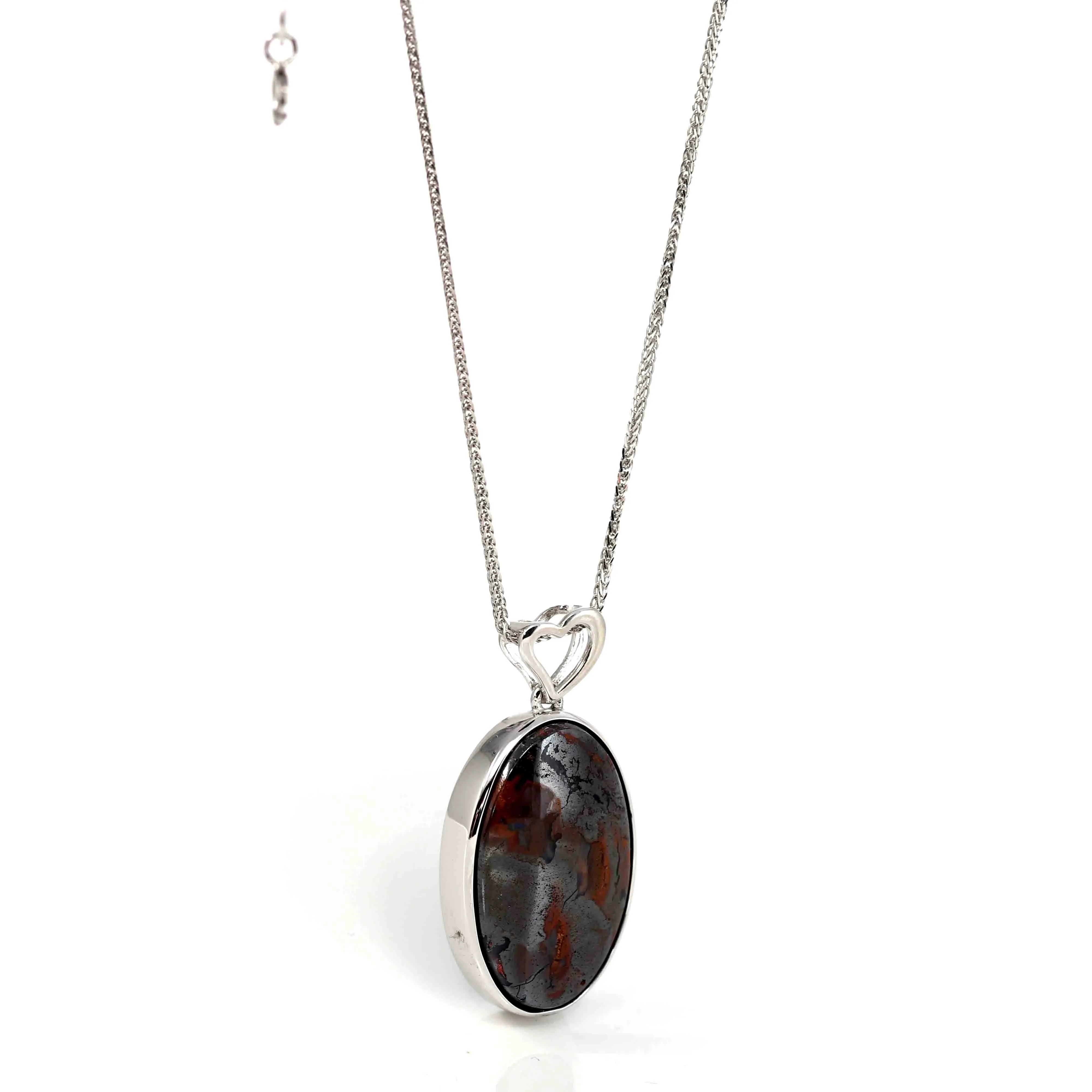 Sterling Silver Freeform Australian Boulder Opal Bezel Set Necklace