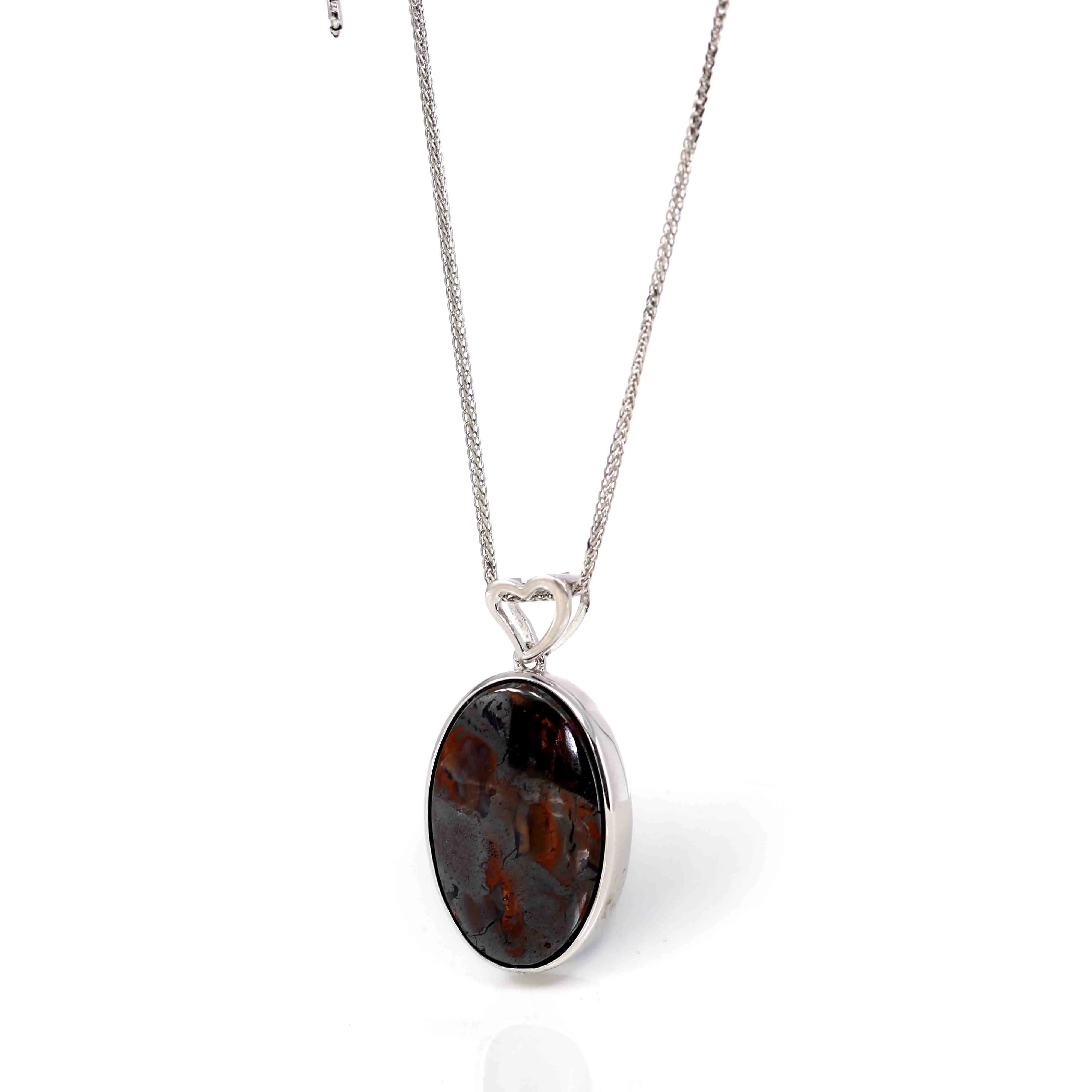 Sterling Silver Freeform Australian Boulder Opal Bezel Set Necklace