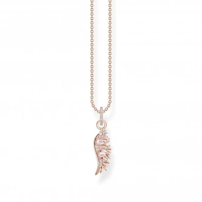 Sterling Silver Rose Gold Plated Pink Stones Phoenix Wing Necklace KE2168-323-9-L45V
