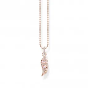 Sterling Silver Rose Gold Plated Pink Stones Phoenix Wing Necklace KE2168-323-9-L45V