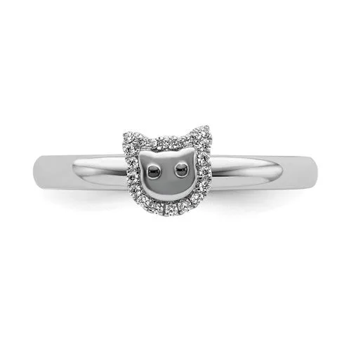 Sterling Silver Stackable Expressions Cat Diamond Ring