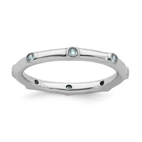 Sterling Silver Stackable Expressions Light Aquamarine Ring