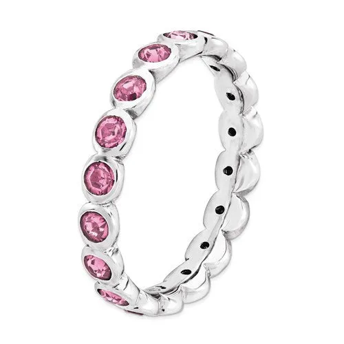 Sterling Silver Stackable Expressions October Pink Swarovski Eternity Ring