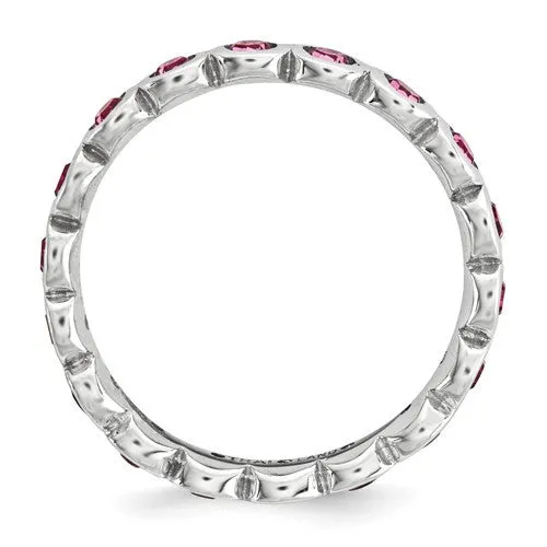 Sterling Silver Stackable Expressions October Pink Swarovski Eternity Ring
