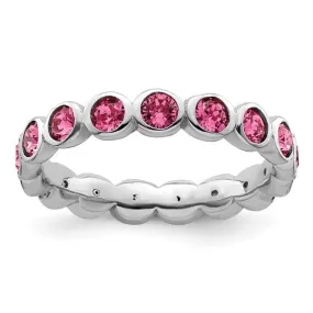 Sterling Silver Stackable Expressions October Pink Swarovski Eternity Ring