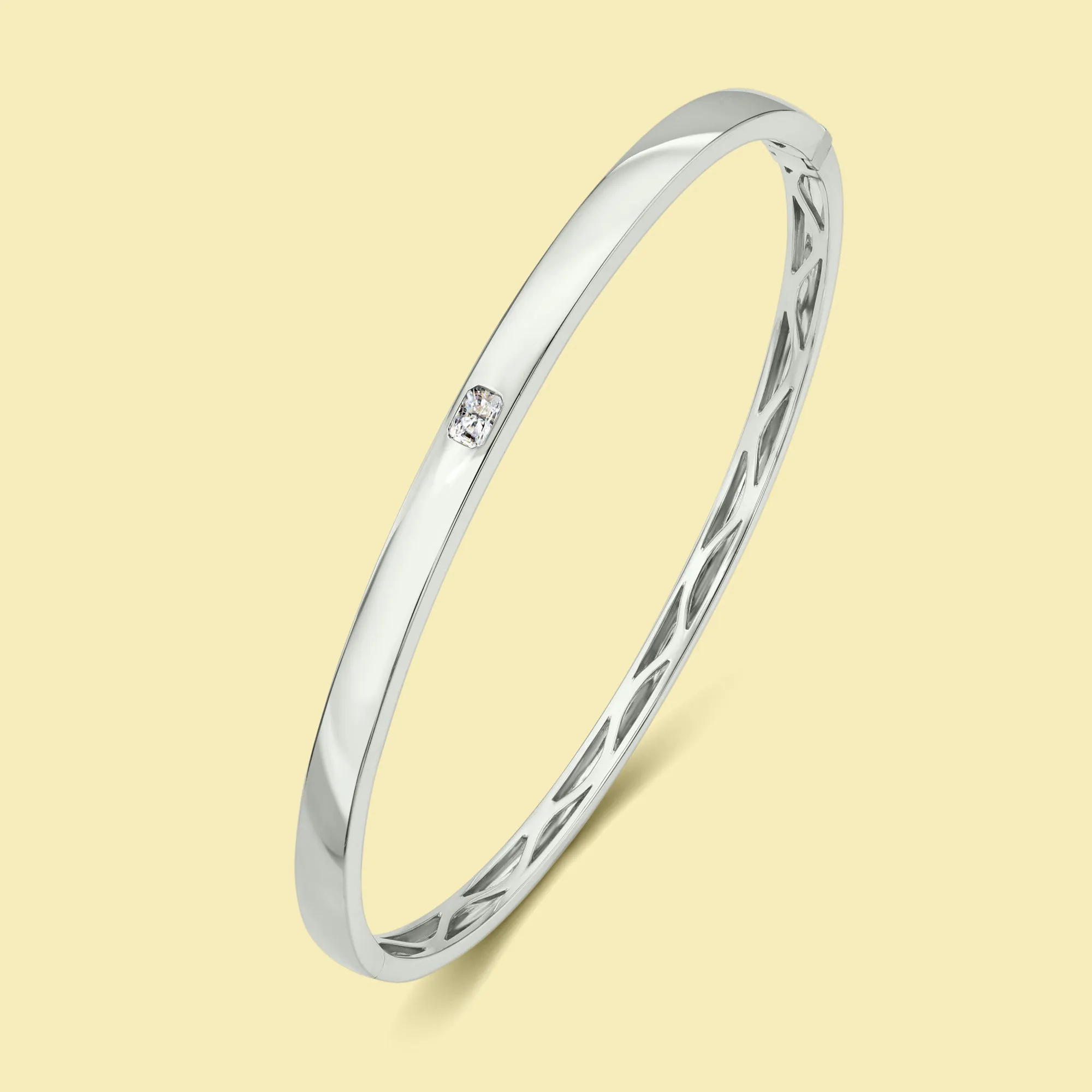 The Cloud, Bezel Radiant-cut Diamond Solitaire Bangle