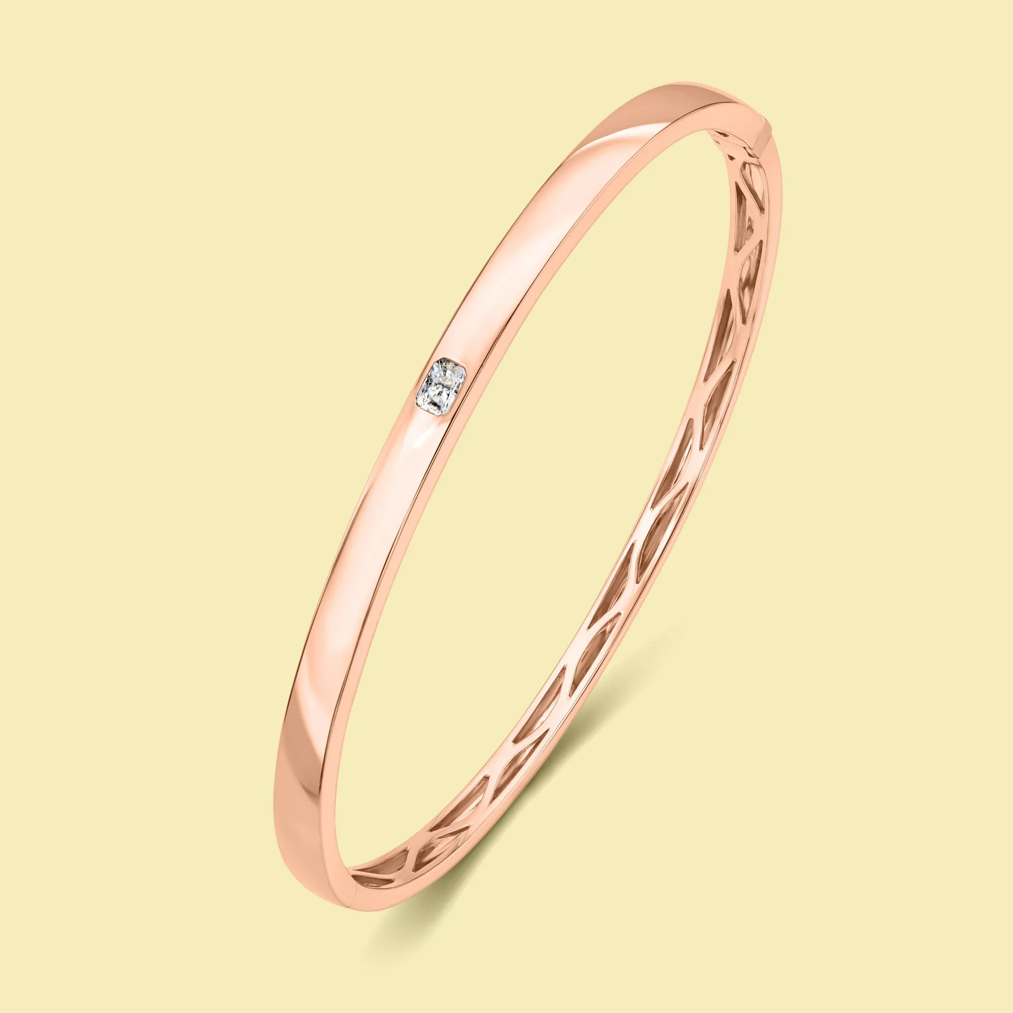 The Cloud, Bezel Radiant-cut Diamond Solitaire Bangle