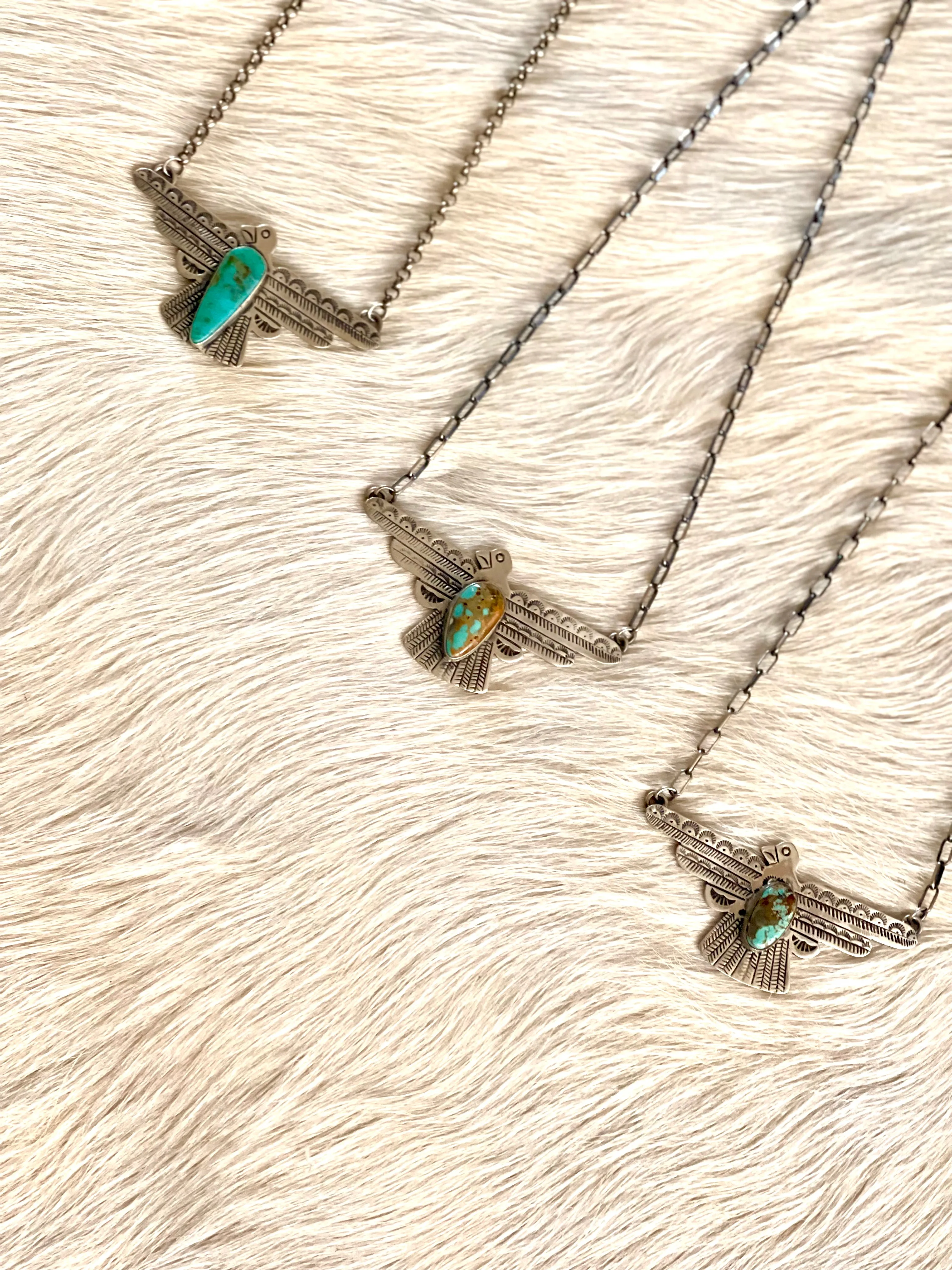 Thunderbird & Turquoise Charm w/Silver Chain (Large)