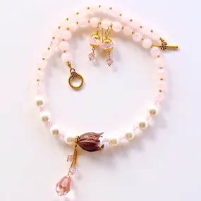 Tilly: Pink Flower Necklace Set