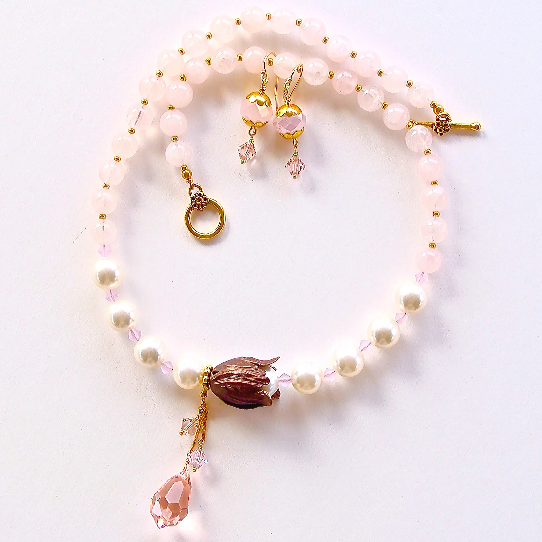 Tilly: Pink Flower Necklace Set