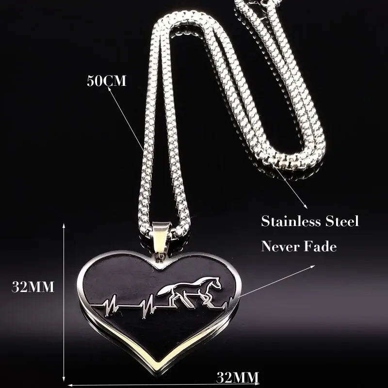 Unique Horse Heartbeat Necklace