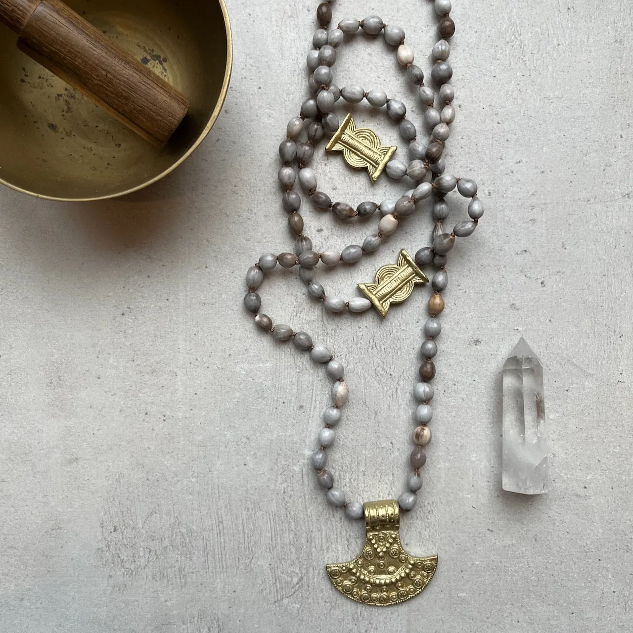 Unique Vaijayanti Mala with Bronze African pendant